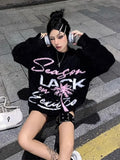 Advbridge Y2k Harajuku Letter Color Block Sweater Womens Mohair Knitted Lazy Design Pullover Fall and Winter Loose Casual Round Neck Top