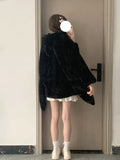 Advbridge Winter Oversized Warm White Faux Fur Coat Women ith Bunny Ears Kawaii Sweet Cute Japanese Style Fluffy Jacket Hoodie