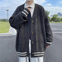 Advbridge British Retro Cardigan Sweater New Korean Harajuku Academic Knitted Sweater Pullover Hip Hop Streetwear Loose Knitwear Tops