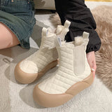 Advbridge Lolita Boots Boots-Women Zipper Shoes Round Toe Australia Winter Footwear Flat Heel Ankle Rubber Snow Low Ladies Rome Fabri