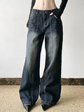 Advbridge Vintage Washed Pockets Jeans Women Loose High Waist Straight Denim Trousers Female 2025 Spring Autumn Fashion Lady Streetwears
