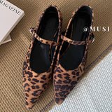 ADVBRIDGE  -  Fashion Brand Leopard Flats Shoes Women Ballerina Loafer Slip On Soft Moccasins Pointed Toe Mary Jane Dress Red Brown Mujer