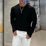 Advbridge Stylish Texture Long Sleeve Tees Male Autumn Solid Color Shirts Clothing Men Casual O-neck Basic Tops t Shirts Streetwear