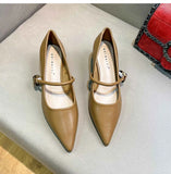 Advbridge 2024 Woman Elegant Summer French Pointed Toe Mary Janes Casual Chunky Heels Female Retro Shoes Low Heeled Women Shoes Q130