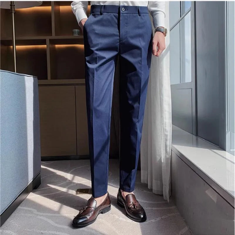 Advbridge 28-36 New Slim Men's Pants Stretch Trousers Men Sunmmer High Quality Classic Solid Color Business Casual Wear Formal Suit Pants