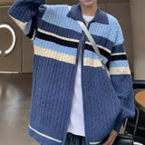 Advbridge Men's Jacquard Patchwork Knit Zipper Cardigan Sweater Korean Popular Retro Long Sleeve Streetwear Stylish Leisure Knitwear S-2XL