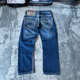 Advbridge Streetwear Retro Blue Jeans Y2K Clothes Mens Womens Harajuku Hip Hop Pocket Embroidered Baggy Jeans Low Rise Wide Leg Trousers