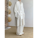 ADVBRIDGE  -  M-5XL Plus Size Men Chinese Tang Suit Tai Chi Set Kung Fu Long Sleeve Shirt and Pants Uniform Knot Buttons Long Shirt Man XXXXXL