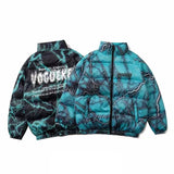 Advbridge Flowers Printing Mens Down Jackets Casual High Quality Parkas Hip Hop Double-sided Wear Winter Coats Men's Clothing