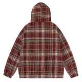 Advbridge Men Hip Hop Streetwear Hooded Jacket 2023 Retro Plaid Letter Embroidery Patches Coat Autumn Harajuku Cotton Zip Up Outwear Tops