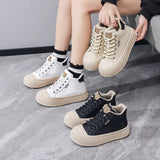 Advbridge 2024 Spring Autumn Platform Sneakers Lady Thick Sole Lace-up Casual Shoes Women Fashion Outdoors Walking Flat Shoes Black White