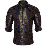 Advbridge New Luxury Silk Designer Men's Shirt Long Sleeve Social Button Down Collar Dress Shirts Blouse Prom Party Men Clothing