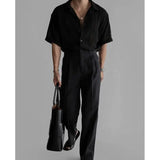 ADVBRIDGE  -  Summer Short Sleeved Shirt Men Oversized Black White Casual Shirt Men Streetwear Korean Loose Hollow Shirt Mens Hawaiian Shirts