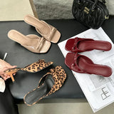 ADVBRIDGE  -  Cute Low Heel Slide Sandals Sexy Open Toe Patent Leather Bow Design Slippers Women Summer Sandals for Women Zapatillas De Casa
