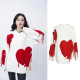 Advbridge Sweater Womens Fashion Casual Gothic Love Pattern Embroidery Oversized Sweater Harajuku Knitting Pullover Jumper Sweater Clothes