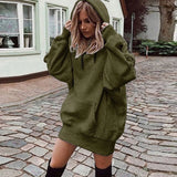 Advbridge Autumn Casual Thickened High Street Sweatshirt Elegant Solid Color Long Sleeve Pullover Fashion Simple Office Loose Hooded Tops