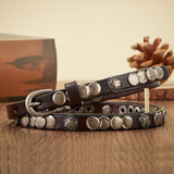 Advbridge 1CM Luxury Female Skirt Dress Rivet Belt Real Genuine Leather Punk Decoration Thin Strap Women Belt Ladies Cummerbunds Girl Belt