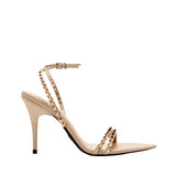 ADVBRIDGE  -  Luxury Designer Rivet Embellished Thin Heeled Sandals Women Summer Sexy Pointed Toe Ankle Strap High Heels Elegant Party Shoes