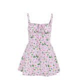 ADVBRIDGE  -  Pink Floral Printed Slip Dress Women Summer Sexy Sleeveless A-line High Waist Short Dresses Vacation Beach Sundress 2025 New