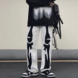 Advbridge Trousers With Print White Jeans For Men Skeleton Straight Male Cowboy Pants Designer Comfortable Korean Autumn Harajuku