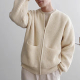 Advbridge Autumn Clothing Men's Luxury Zipper Knitted Cardigan Casual Streetwear Solid Color Long Sleeve Knitwear Retro Pocket Jacket