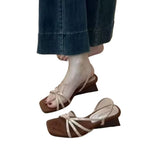 ADVBRIDGE  -  Kitten High Heels Open Toe Sandals Cross Narrow Band Low Slippers Stylish Comfortable Sexy Multi-work Shoes Flat Heels