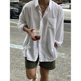 Advbridge Summer New Korean Style Breathable Shirt, Casual Loose Cotton Linen Fabric Men's Shirt Thin Coat