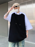 ADVBRIDGE  -  Men's Patchwork Hip-hop T-shirt Vintage Street Clothing Vintage Washed Pattern Harajuku Cotton Casual Short Sleeved Q108