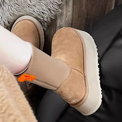 Advbridge Women Suede Platform Snow Boots High-cut Warm Ankle Chelsea Boots Winter Thick Sole Goth Shoes Short Plush Walking Boots