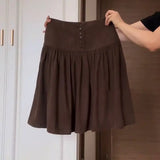 ADVBRIDGE  -  High End Autumn French High Street Temperament A-line Skirts Y2k Aesthetic Buttons Design Jupe Harajuku Vintage Pleated Skirts