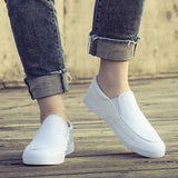 ADVBRIDGE  -  Spring Summer Men Flat Soft Leather Shoes Non-slip Fashion Slip on Male Black White Shoes KA1187