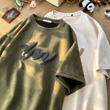Advbridge American Foaming Printing Men's T-shirt Harajuku Streetwear Suede Casual Tshirts Oversized Man Tees Round Neck Male Tops