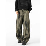 Advbridge Men's Distressed Tie-dye Denim Pants Male Casual Fashion Straight Loose Wide Leg Trousers Jeans Vintage Hip Hop Mopping Pants