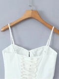 Advbridge Lace Up Mini Summer Dress Sundress Women Spaghetti Strap Sexy Short White Beach Vestidos Fishbone Party Club Dress 2024