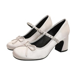 ADVBRIDGE  -  High Heels Women's Spring/Autumn New Butterfly Knot Water Diamond Strap Womens Shoes Round Head Mary Jane Single Shoes Women