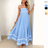 Advbridge  Summer Strap Low Square Collar Layered Elegant Beach Holiday Party Long Dress