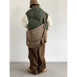 Advbridge Harajuku Street Set Men Women Yama Style Patchwork Thickened Parka Washed Loose Casual Cargo Pants Retro Unisex Baggy Warm Suit