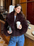 Advbridge Faux Fur Jacket Coat Women Warm Fluffy Loose Long Sleeve Lapel Female Cardigan 2024 Winter Solid Lady Street Outwear