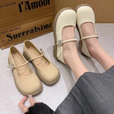 ADVBRIDGE  -  Mary Jane Flat Shoes for Women Spring and Summer New Style White Loafers with Skirt Gentle Small Leather Shoes