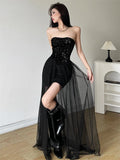 Advbridge Summer Sexy Sisters Party Tulle Pleated Dress For Women Elegant Black Corset Holiday Dresses Female Bridesmaid Robe