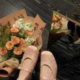 Advbridge Lamb skin Chinese style new Chinese Mary Jane shoes women's spring and summer new pearl square head line with low heel cheongsam