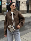 Advbridge Faux Fur Women's Jacket Long Sleeve Lapel Zipper Female Wool Female Coats 2024 Autumn Street Fashion Vintage Loose Lady Outwears
