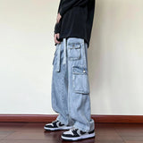 Advbridge hiphop street pants high street fashion ins dark multi-pocket workwear jeans men's loose straight