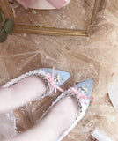 Advbridge Lolita Pointed Toe Pumps Women's Shoes High Heel 7.5cm French Shallow Mouth Cute Kawaii Shoes Cosplay Loli Daily Single Shoes