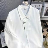 Advbridge Metal Zipper Design Shirt Autumn New Fashion Loose Trendy Dark Series High-End Drape Irregular Long-Sleeved White Shirt For Men
