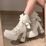 Advbridge heels Women Pumps Platform High Heels Ankle Strappy Casual Office Shoes Spring Summer Block Heels mary jane shoes heels white