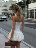 ADVBRIDGE  -  Women's Tube Dresses Elegant Evening Party Strapless Bodycon Mini Bud Dress Chic Summer Lady Street High Waist Vestidos