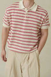 ADVBRIDGE  -  Summer Lapel Short Sleeved T-shirt Men Slim Fit Casual Striped T Shirt Men Streetwear Korean Knitted T Shirt Mens Polo Shirt