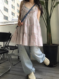 Advbridge Y2k Aesthetic Plaid Ruffled Women Dress Grunge Loose Harajuku Pleated Tank Dresses Summer Streetwear Sweet Vestidos De Mujer