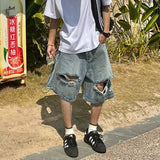 Advbridge Beach Style Jeans Men Summer Fashion Vintage Hole Design All-match Denim Clothing Gothic High Street Males Trousers Knee Length